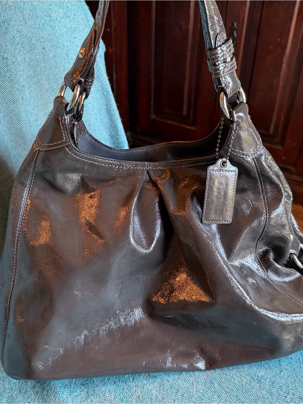 Coach Madison Maggie Patent Leather Shoulder Bag